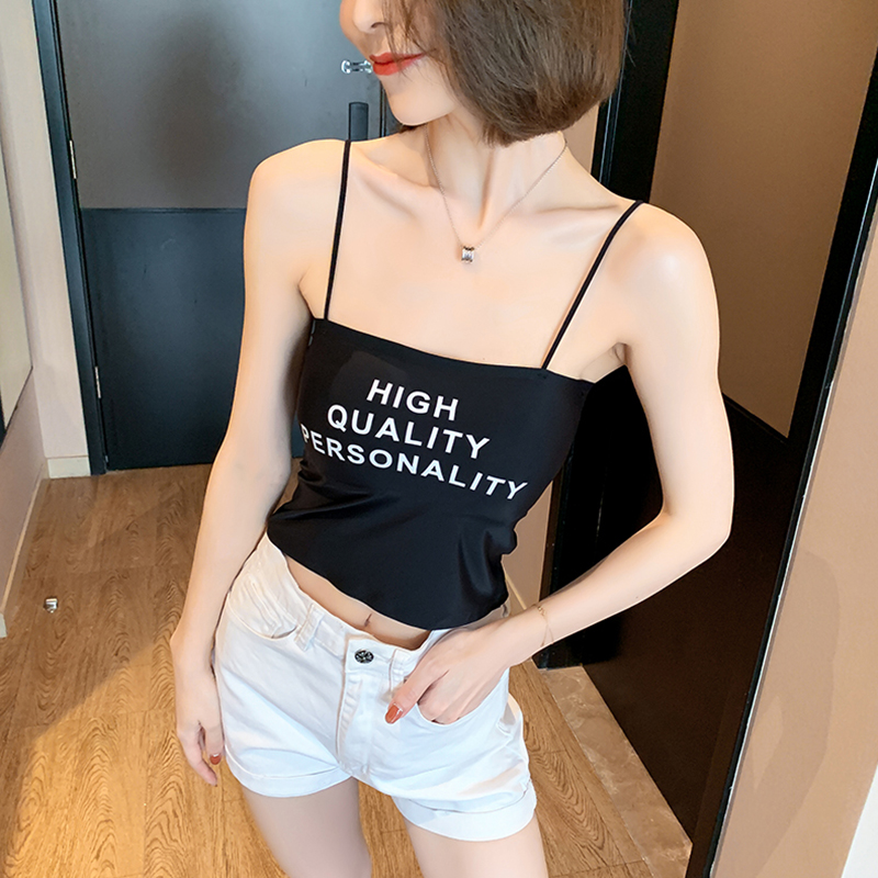 Black ice wire harness vest female inner lap with chest cushion ruffled back blouses thin shoulder strap Chest Underwear Anti-Walking Light Wrap