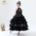 Cô gái nhỏ người mẫu sân khấu catwalk váy đen trẻ em trang phục piano nhỏ chủ thời trang cá tính sáu một - Váy trẻ em