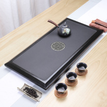 Natural black gold stone tea tray Household Kung Fu tea set Large small sea tray Simple stone drainage tea table