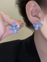 Clear Cold Blue Crystal Flower Earrings Womens Light Extravaganza Superior Ear Nails Little Crowdsen Accessories 2023 New Ocean Gas Tide