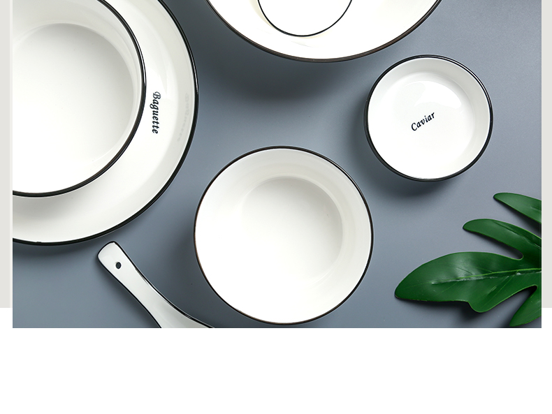Dishes suit household contracted wind Nordic web celebrity ins tableware couples a single combination rice bowl dish ceramic bowl