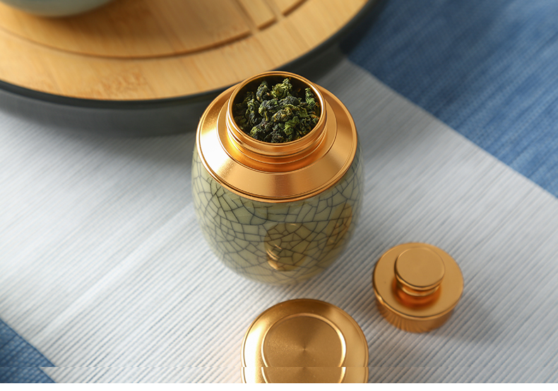 Longquan celadon caddy fixings mini small metal cover seal caddy fixings household receives portable ceramic POTS