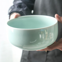 Celadon tableware large soup bowl Chinese household rice bowl simple solid color instant noodle bowl Japanese ceramic bowl Bowl