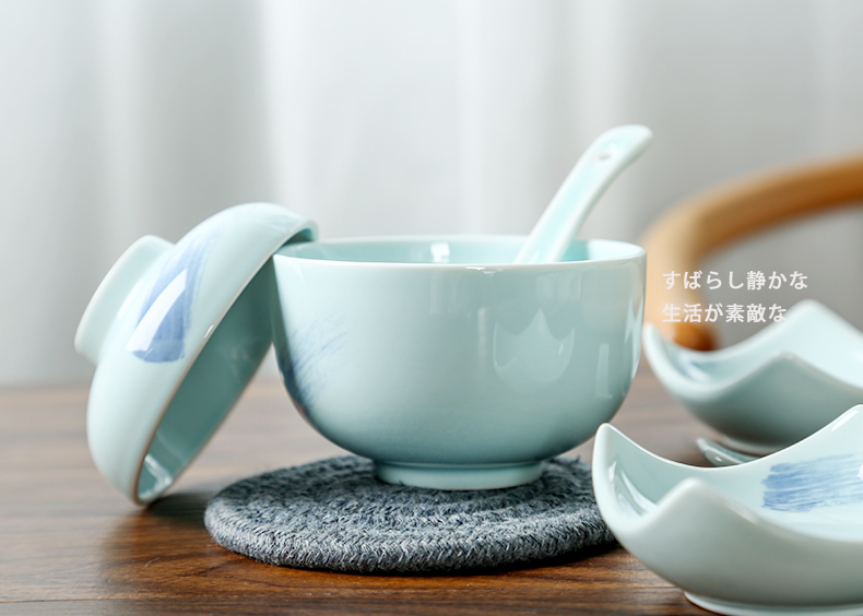 Ceramic home bird 's nest can bowl dessert bowl with cover water stew to offer them a single small soup steamed egg bowl crock soup as cans