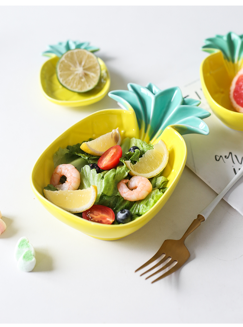 Ins pineapple fruit bowl bowl ceramic creative nice move household breakfast, lovely salad bowl dessert 0