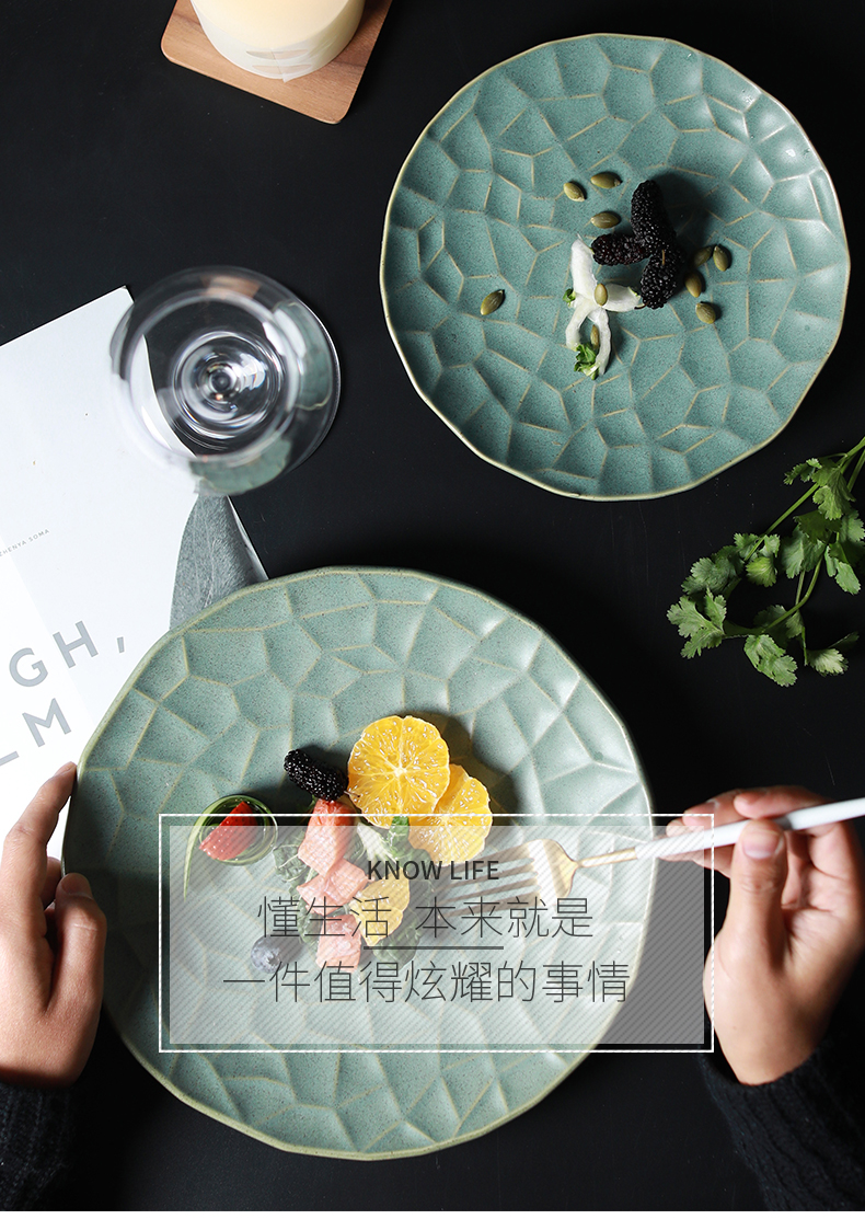 Northern wind ins creative checking ceramic tableware household food dish plate irregular dessert plate of beefsteak