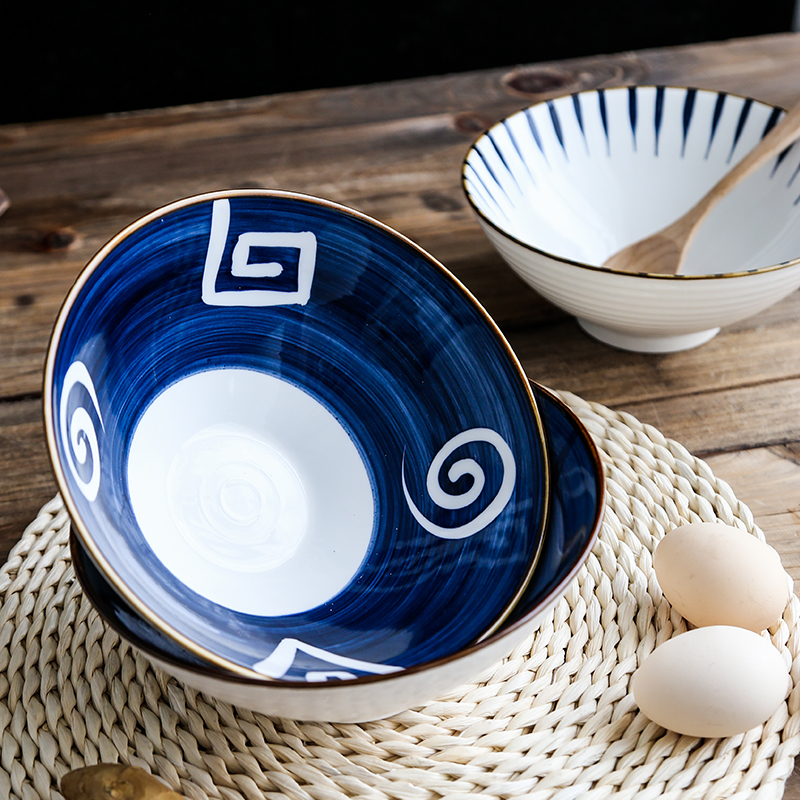 Nordic Japanese largest beef noodles in soup bowl of household ceramics rainbow such use pasta noodles rainbow such to use retro fruit salad bowl