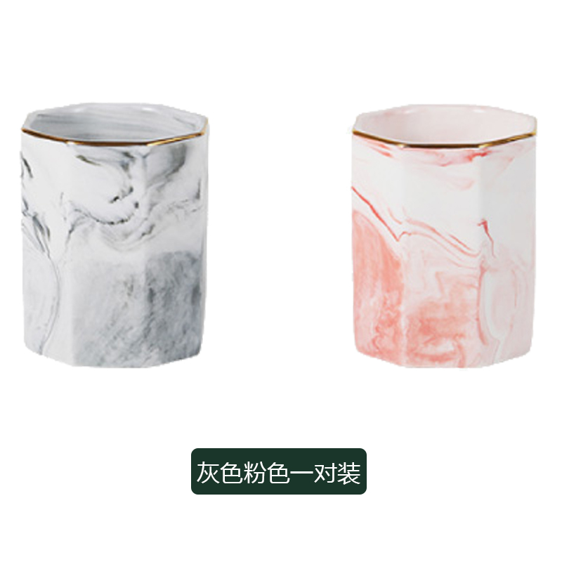 Geometric marble pen container barrels ceramic make - up brush cylinder brush barrels desktop eyeliner pencil receive a barrel