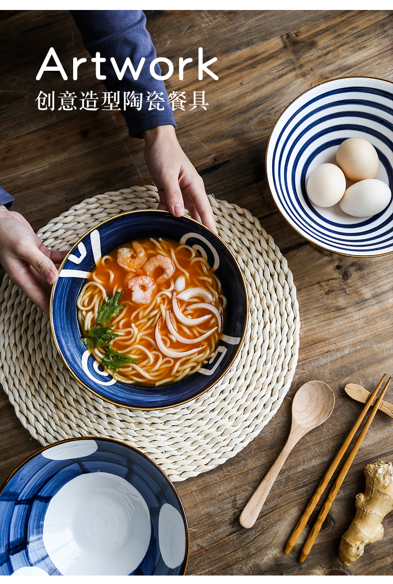 Nordic Japanese largest beef noodles in soup bowl of household ceramics rainbow such use pasta noodles rainbow such to use retro fruit salad bowl