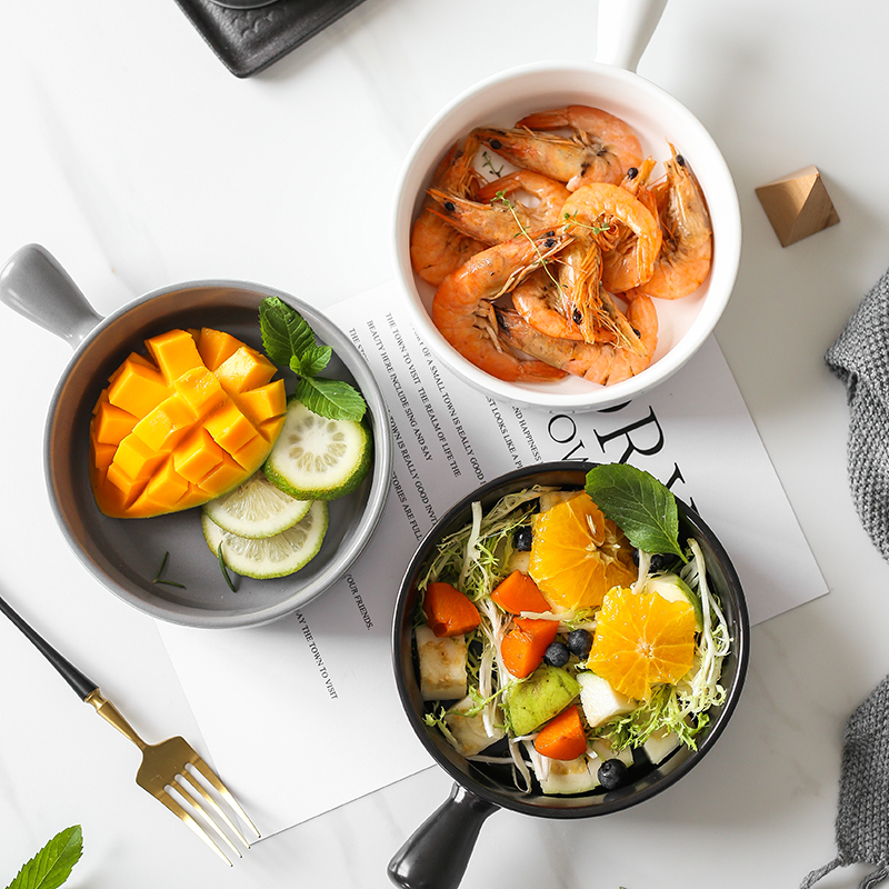 Oven baked jobs ceramic fruit salad bowl for single handle pan, Japanese household breakfast dishes on the dishes