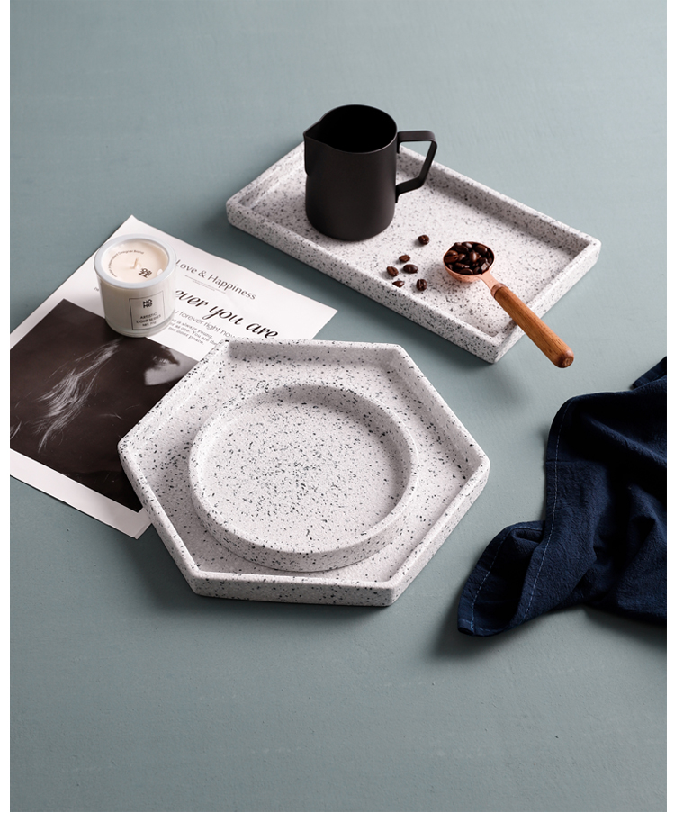 Western food steak terrazzo ceramic plate plate photo tray was first adorn article posed the Nordic household hexagonal plate plate