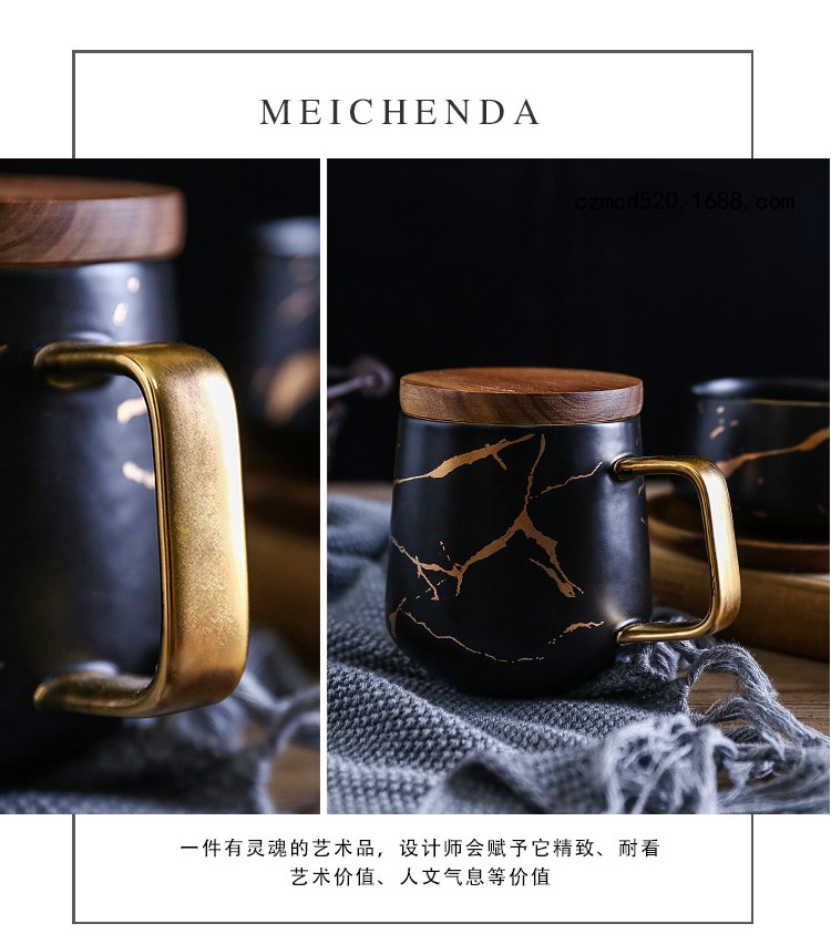 Nordic ins paint edge marble palace ceramic keller breakfast a cup of coffee cup household water cup with cover