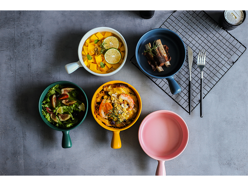 Oven baked jobs ceramic fruit salad bowl for single handle pan, Japanese household breakfast dishes on the dishes