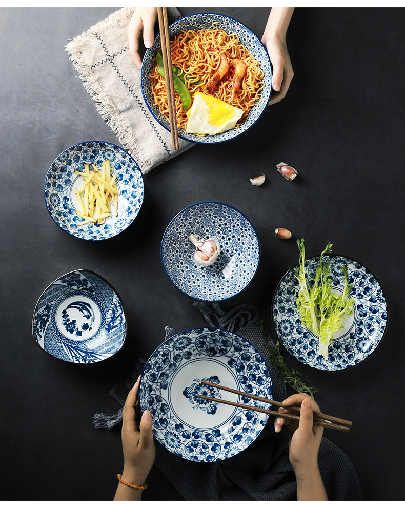 Jingdezhen Japanese household tableware rainbow such as bowl bowl bowl ceramic creative big rainbow such as bowl dish bowl under the glaze color restoring ancient ways of tableware