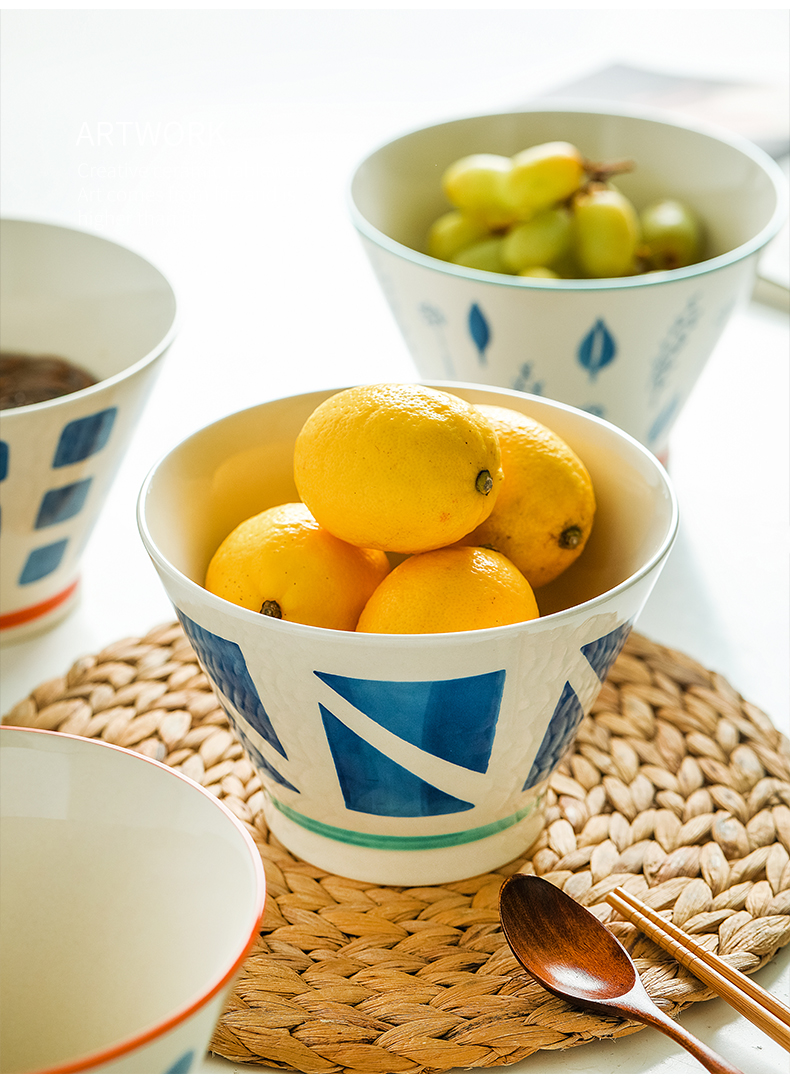 Japanese under the glaze color, rainbow such use household creative hat to large bowl of jingdezhen ceramic tableware large bowl of such soup bowl