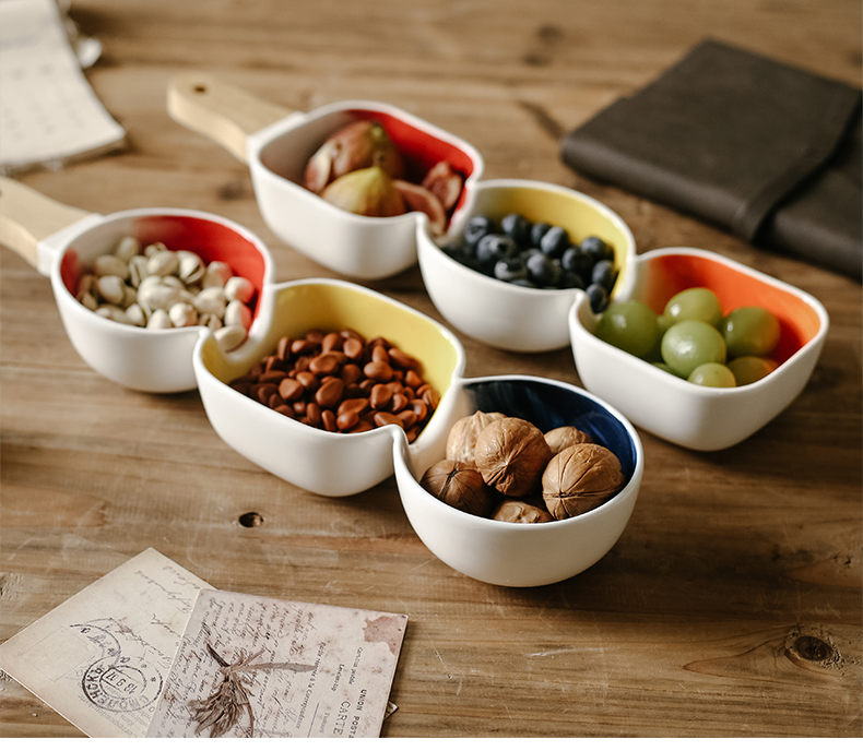 Northern wind household fruit snacks ceramic bowl bowl glaze color creative use points style salad bowl with the bowl