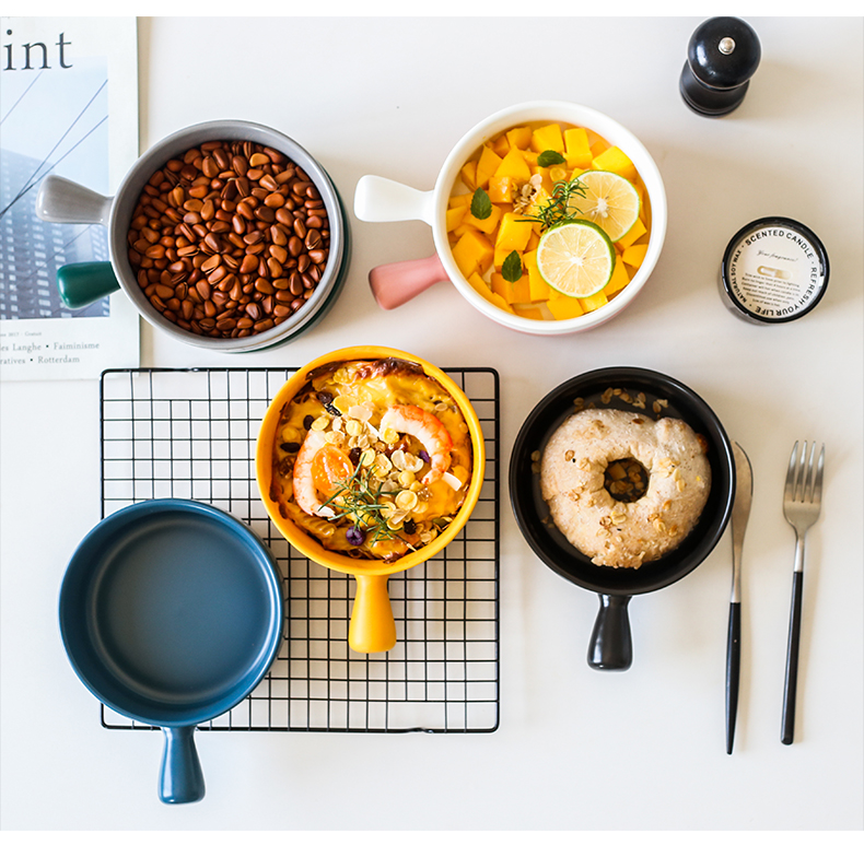 Oven baked jobs ceramic fruit salad bowl for single handle pan, Japanese household breakfast dishes on the dishes