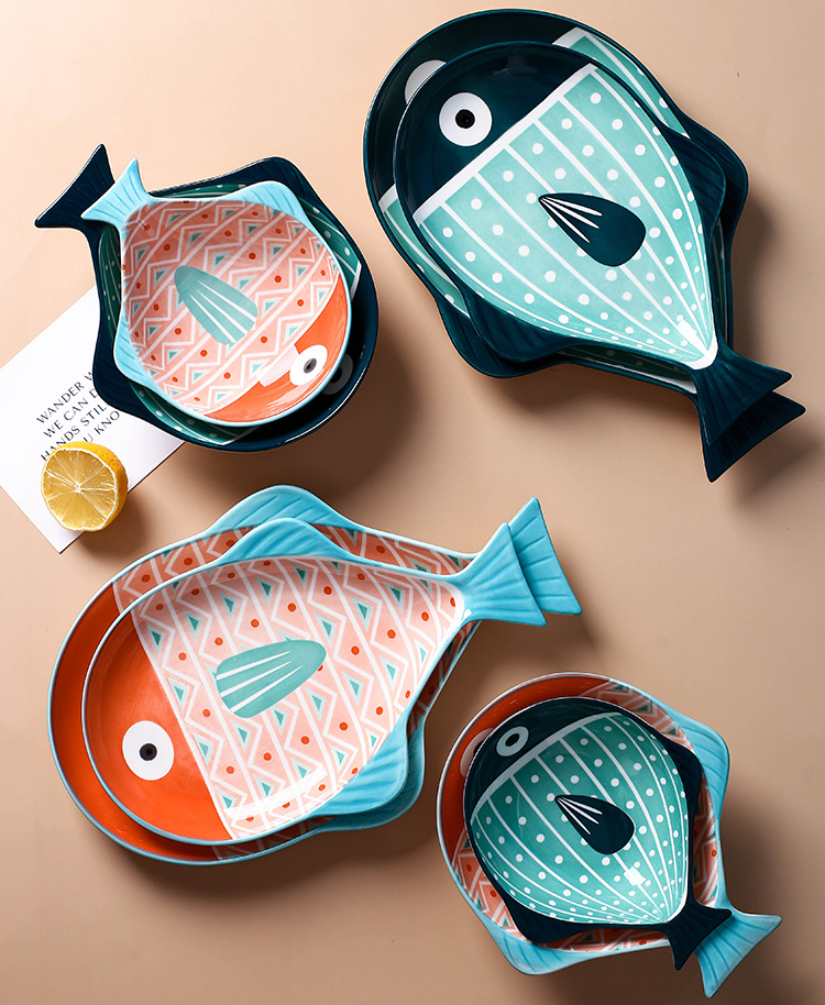 Mercifully fish creative Japanese rectangle steamed fish plate plate household fish dish of ceramic fish dish