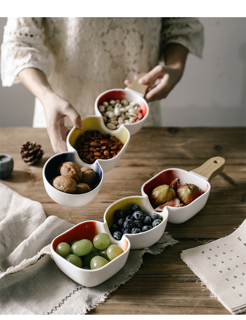 Northern wind household fruit snacks ceramic bowl bowl glaze color creative use points style salad bowl with the bowl