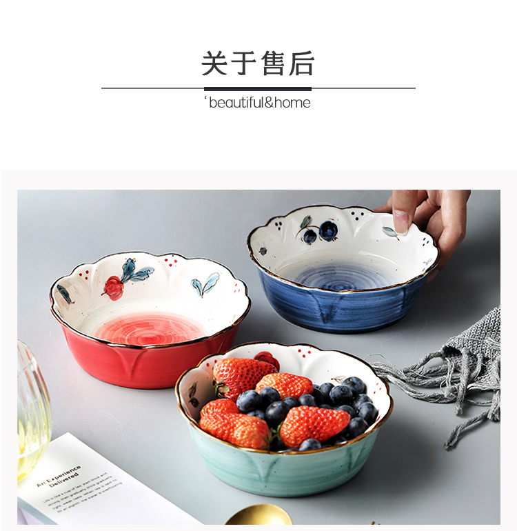 Lovely girl heart strawberry household ceramics single star fruit salad bowl dessert bowl breakfast bowl pattern character