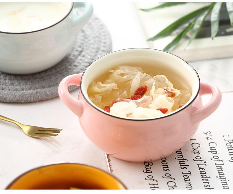 Northern wind ins ear soup bowl bake home microwave oven use lovely red net tableware ceramics rainbow such use
