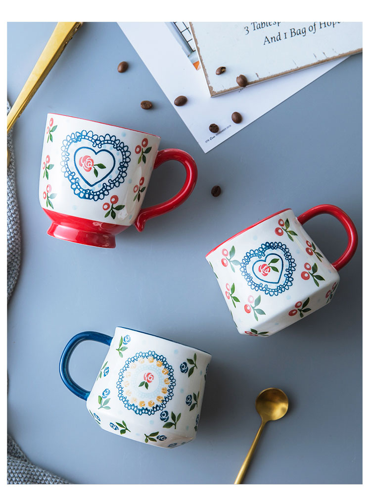 Hand - made cherry ceramic mugs, lovely ultimately responds cup home office cup Japanese breakfast cup of coffee cup