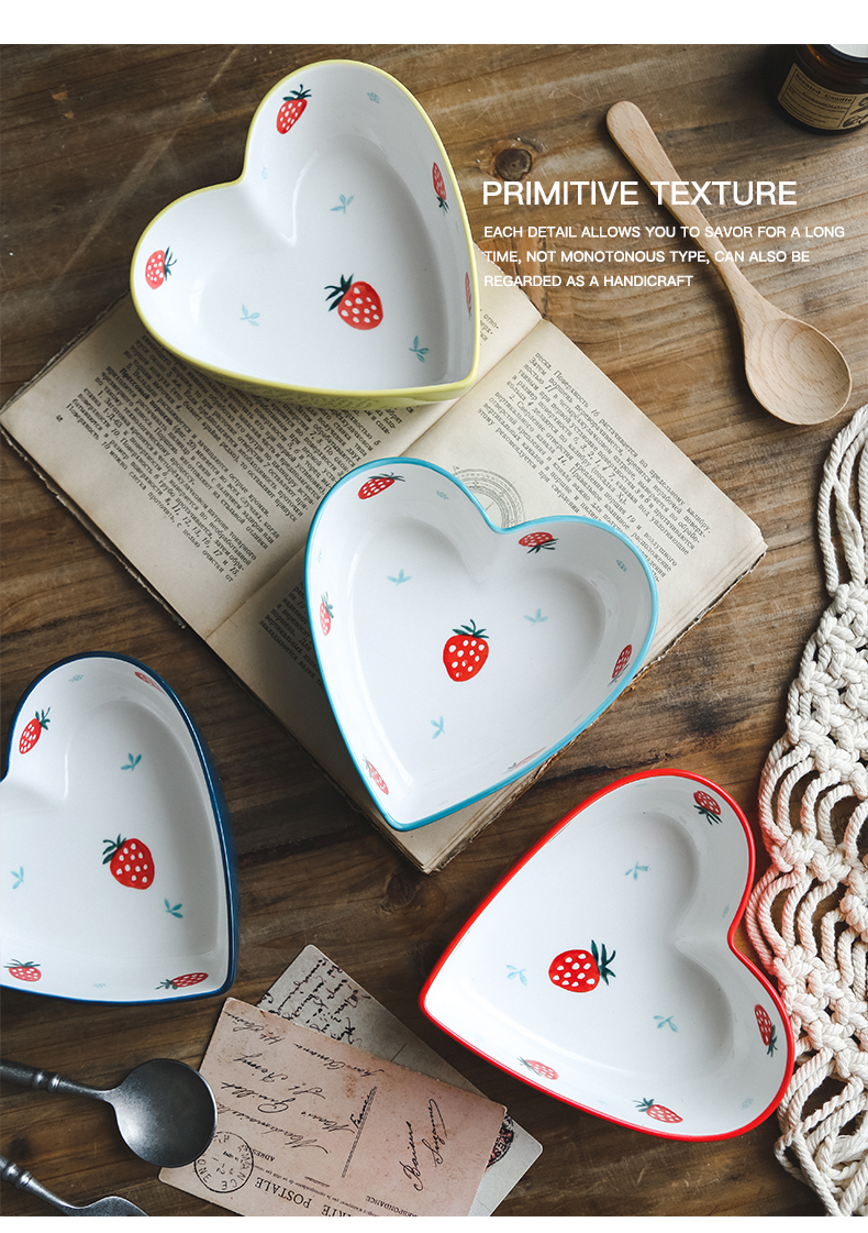 Northern wind creative hand - made girl heart lace ceramic bowl of strawberries pudding dessert fruit salad bowl bowl of Northern Europe