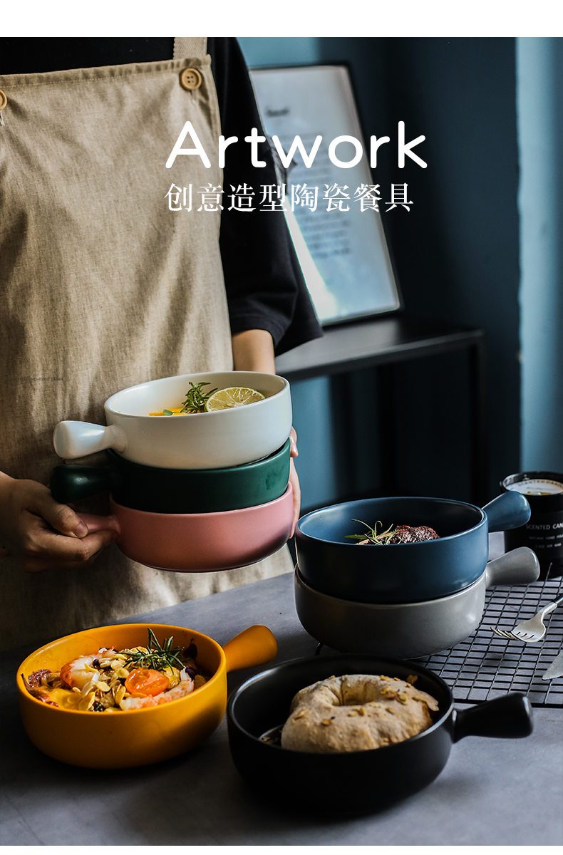 Oven baked jobs ceramic fruit salad bowl for single handle pan, Japanese household breakfast dishes on the dishes