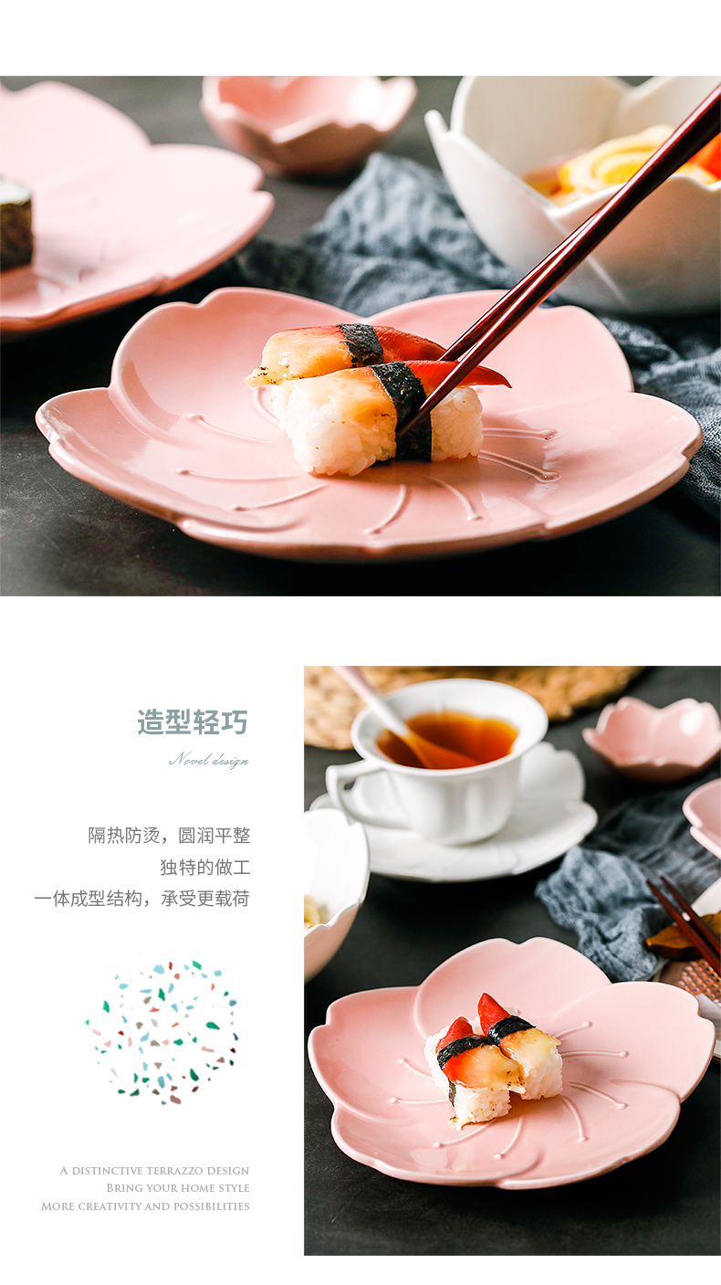 Japanese cherry blossom put ceramic dish dish creative bowl dish breakfast plate tableware suit dish fruit snack plate coffee cup