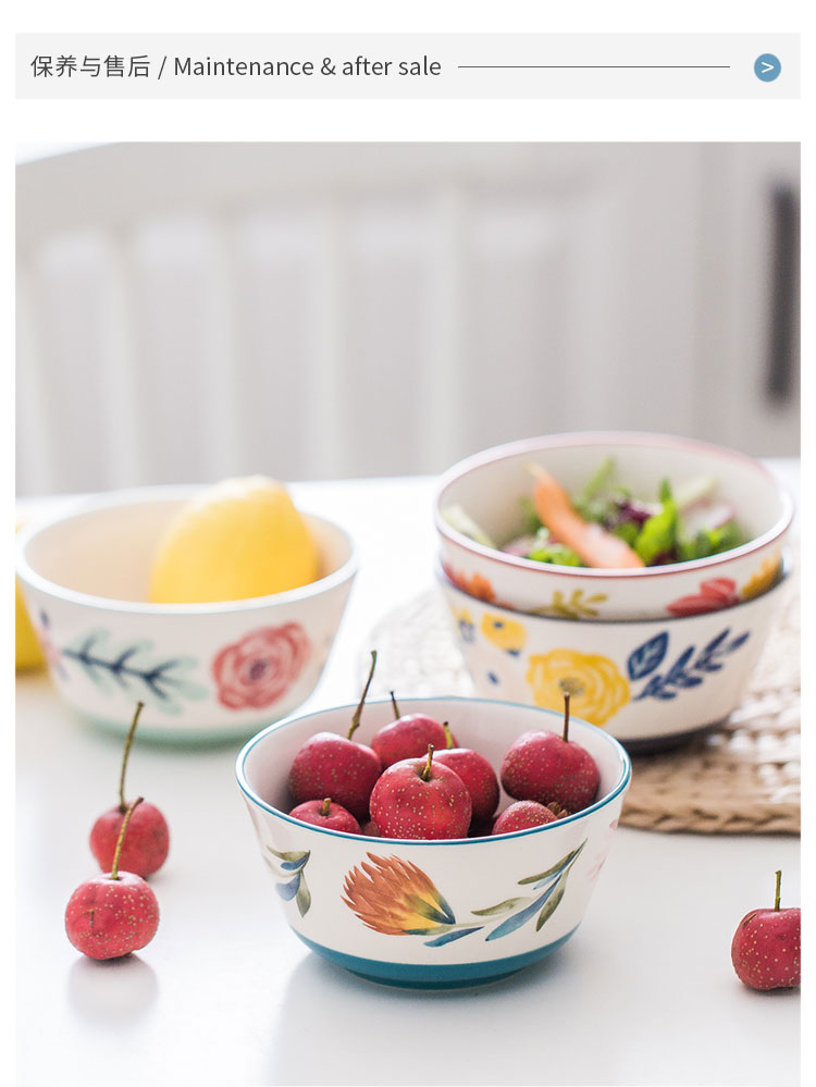 Four seasons flower series of northern wind household soup plate ceramic household of Chinese style originality of circular plates with the food dish deep dish