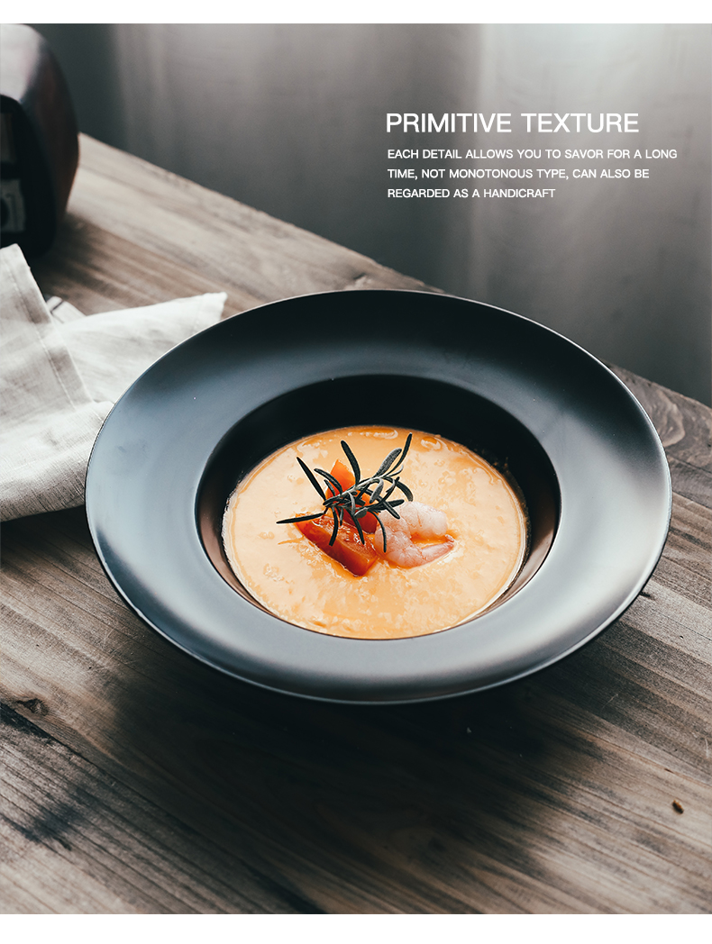 Ceramic LIDS, Nordic eat beefsteak pasta dish deep dish household food dish network HongCan plate of straw plate
