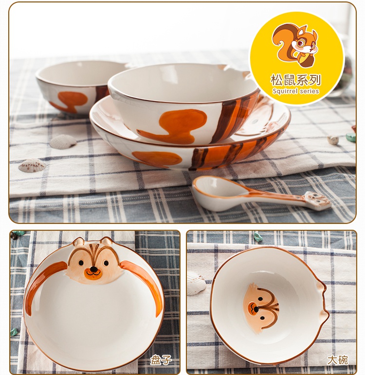 Jingdezhen ceramic creative Japanese cartoon express it in animals under the glaze coloured rice bowl dish dishes