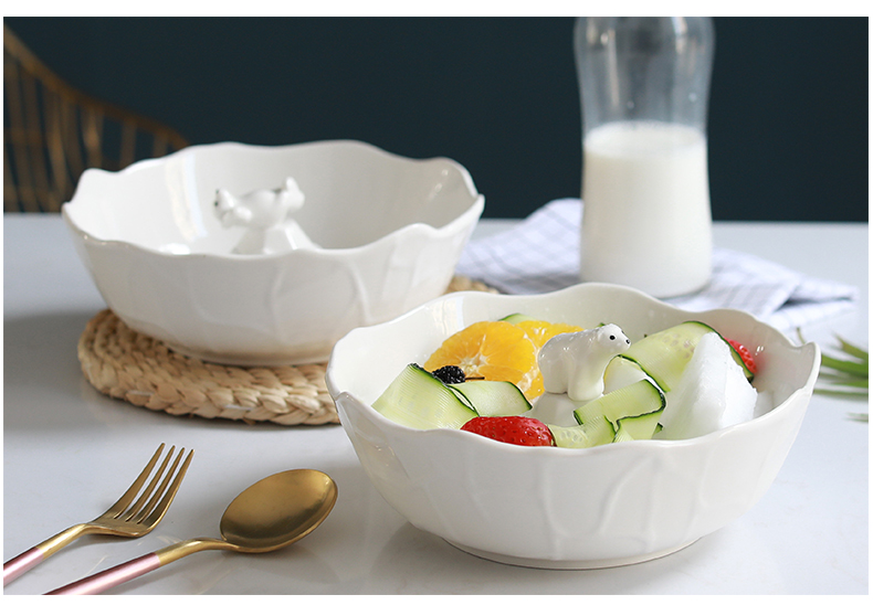 Northern wind polar bear ceramic fruit sweet dessert salad bowl creative three - dimensional animal snacks soup bowl