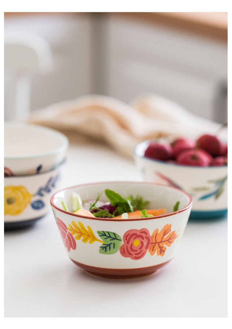 Nordic four seasons under the ceramic glaze color tableware home eat rice bowl of rice bowl salad bowl of soup bowl with rainbow such as bowl hat to bowl