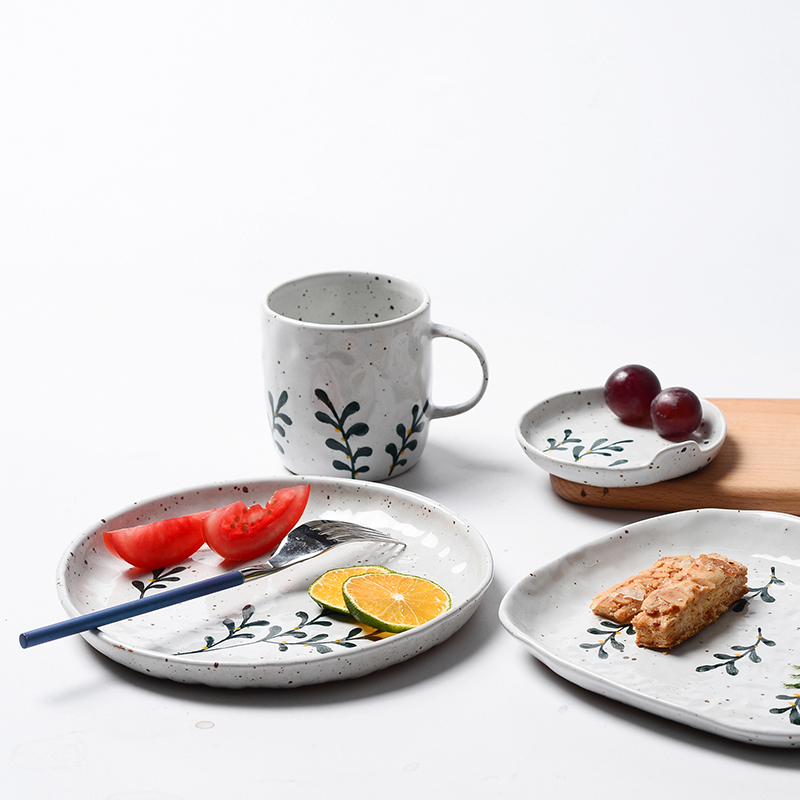 Jingdezhen hand - made blue - and - white hand - made ceramic disc Chinese style restoring ancient ways coarse pottery dish fruit bowl dessert plate characteristics of home stay facility
