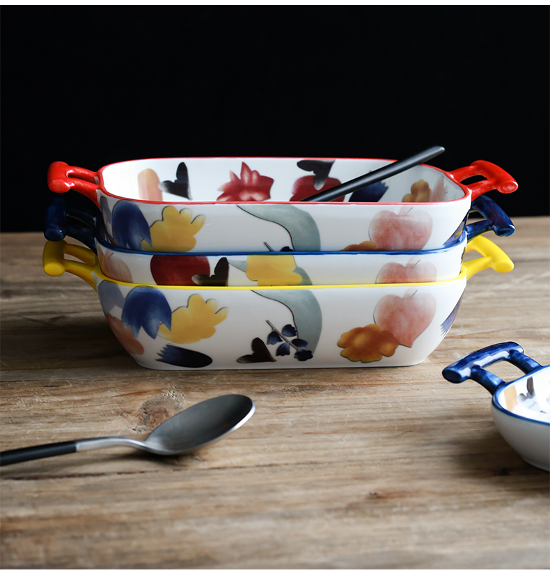 Move ears hand lace pan household ceramics baked cheese baked bread and butter dish dish dish creative western food