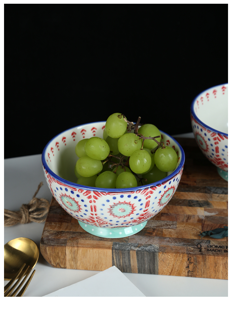 Simple hand - made under glaze color restoring ancient ways Japanese ceramics large ltd. household creative rainbow such as bowl bowl of soup bowl move