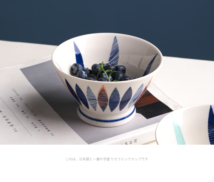 Northern wind Japanese hand - made ceramic bowl home eat rice tall bowl hat to small rainbow such as bowl bowl bowl of rice bowls horn