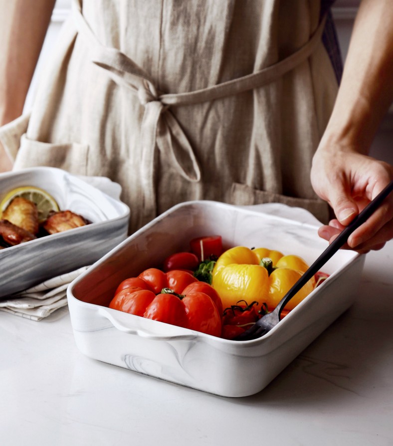Marble pan home a rectangle European baking oven with heat - resistant ceramic baked FanPan ears pan baked