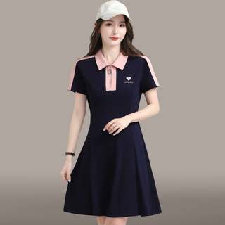 Official flagship POLO collar dress for women summer 2024 new loose slimming mid-length casual sports short-sleeved