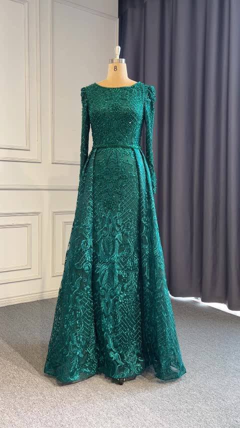 Forest Green Evening Gown with Beaded Detail Serene Hill LA70406A