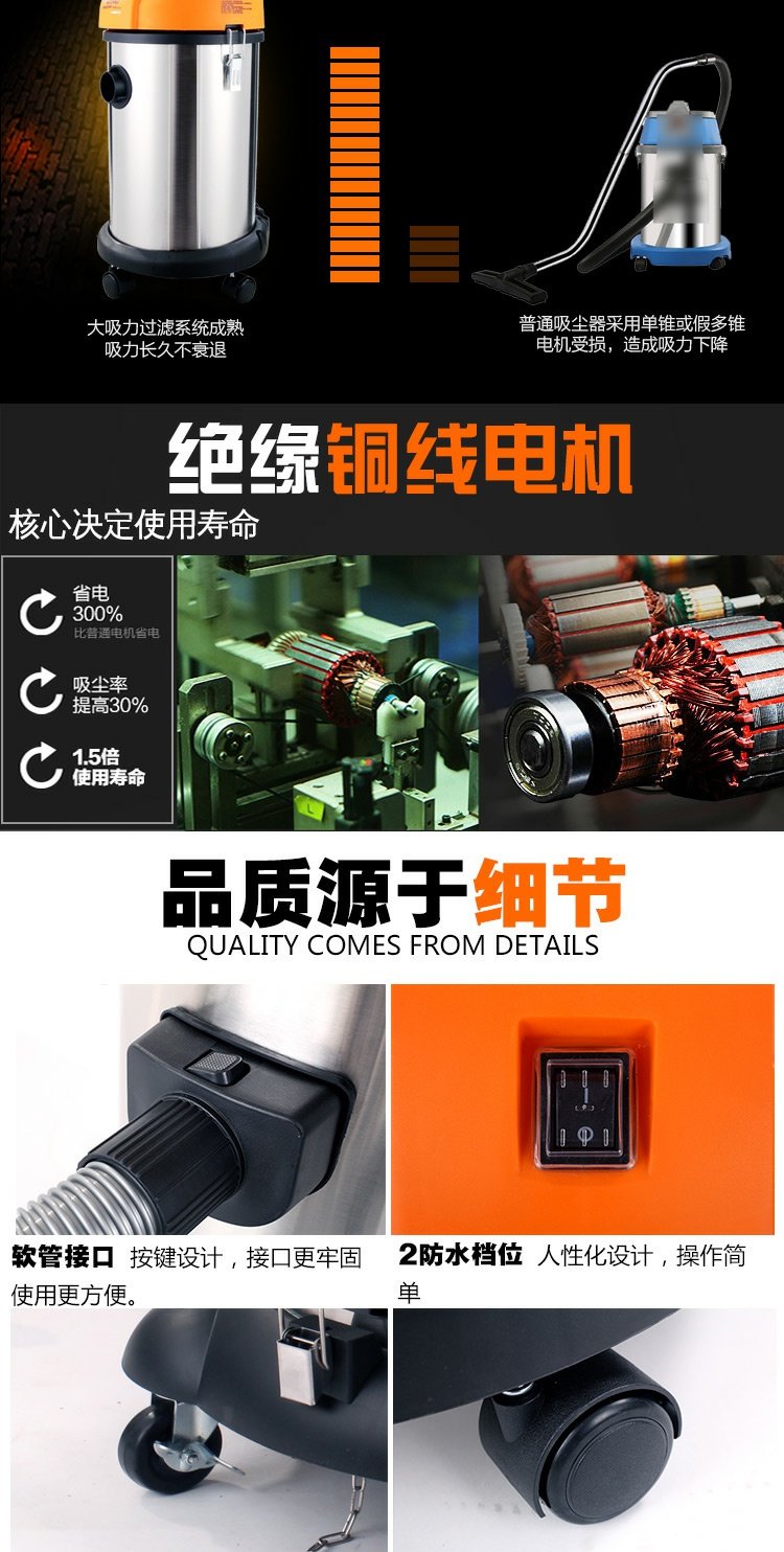 Máy hút bụi khô và ướt Yili YLW77-30L Máy hút bụi văn phòng khách sạn 30 lít - Máy hút bụi máy hút bụi giường nệm hons