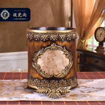 European retro luxury high-grade trash can American living room-style coffee table ornaments in the storage bucket debris bucket decorations