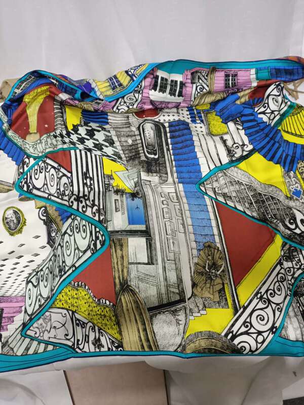 Silk Square Scarf, Mulberry Silk, 110 Double-Sided Satin, Double-Sided Printed, 23 Momme Heavyweight Silk Scarf, Welfare 238-658