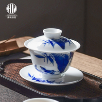 Hongyao Jingdezhen Hand-painted blue and white Kung Fu tea set Leisure Yizhi tea set Nine-piece ceramic high temperature underglaze color