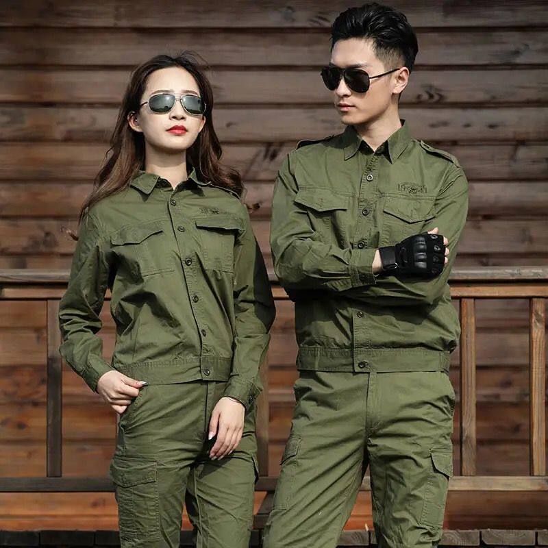 Worksuit for men summer wear resistant and hot workplace steam repair factory welder service outdoor pure cotton line camouflage clothing