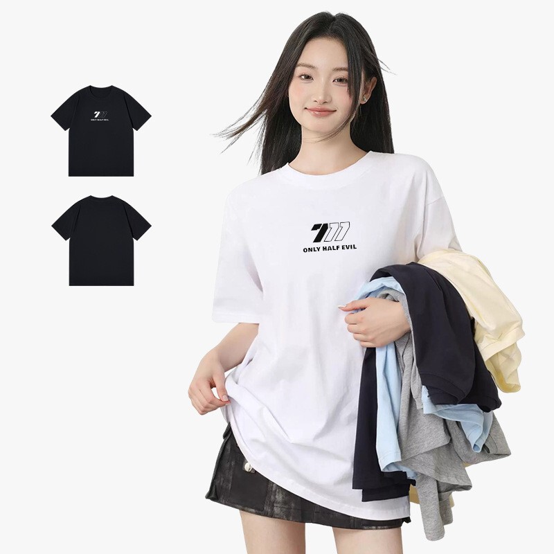 Mo Xiaoxian Guangzhou Apparel Co., Ltd. Trendy Black and White Unisex Printed T-Shirt Summer Fresh Style Design Mo Xiaoxian Guangzhou Apparel Co., Ltd. Trendy Black and White Unisex Printed T-Shirt Summer Fresh Style Design