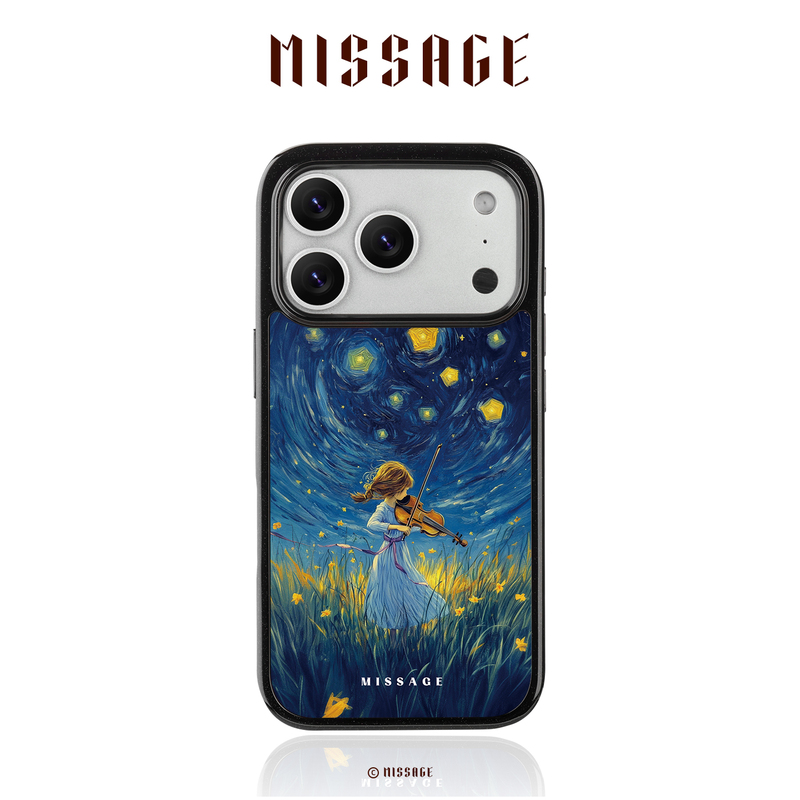 Missage "Starry Sky Violin" Original Starry Black Frame Magnetic Case Suitable for iPhone 17 Pro Max 16/15/14/13 Phone Case Creative Illustration