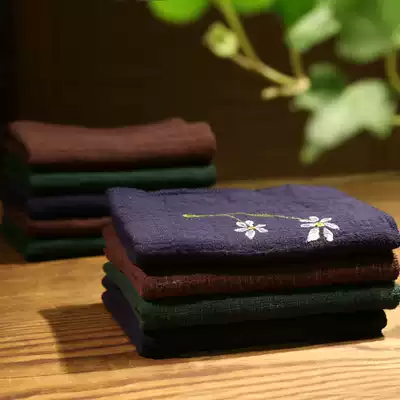 Simple hand-painted cotton and linen Japanese-style embroidered square towel thickened strong absorbent Kung Fu tea cloth pad Zen cleaning tea towel