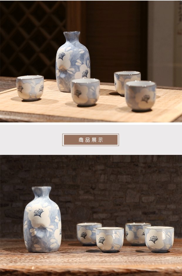 Phong cách Nhật Bản và phong cách rượu sake bộ quà tặng gồm năm bộ ly rượu bằng gốm ly rượu vang Zen hầm rượu vang mát chén uống rượu đẹp